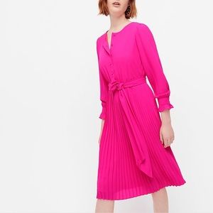 J Crew Hot Pink Pleated Dress